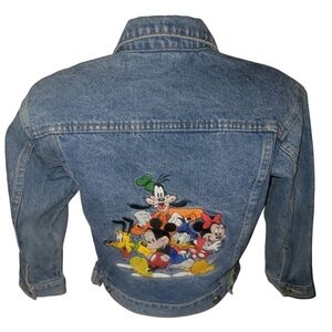 Vintage 90's The Disney Store Denim Jacket With Embroidered Characters On Back M